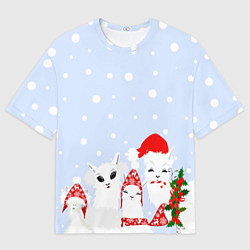 Мужская футболка оверсайз Семья ламы на каникулах