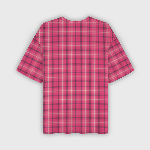 Мужская футболка оверсайз Розовая клетка классическая / 3D-принт – фото 2