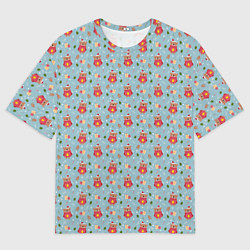 Мужская футболка оверсайз Новогодние медвежата с подарками