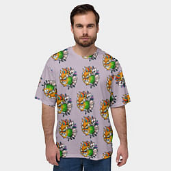 Футболка оверсайз мужская Страшная маска паттерн, цвет: 3D-принт — фото 2