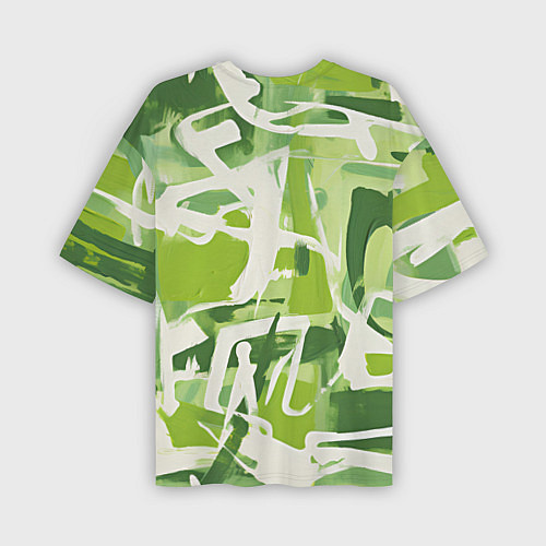 Мужская футболка оверсайз Белая и зеленая краска / 3D-принт – фото 2