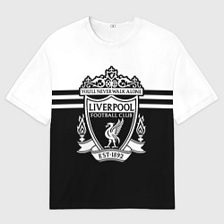 Футболка оверсайз мужская Ливерпуль - черно-белый, цвет: 3D-принт