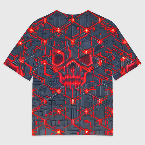 Мужская футболка оверсайз Красная неоновая сеть / 3D-принт – фото 2