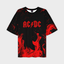 Футболка оверсайз мужская AC DC огненный стиль, цвет: 3D-принт