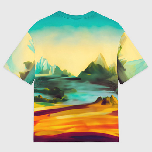 Мужская футболка оверсайз Нейросеть - Мона Лиза в стиле Pixar / 3D-принт – фото 2