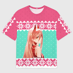 Футболка оверсайз мужская Новогодний свитер Пауэр, цвет: 3D-принт