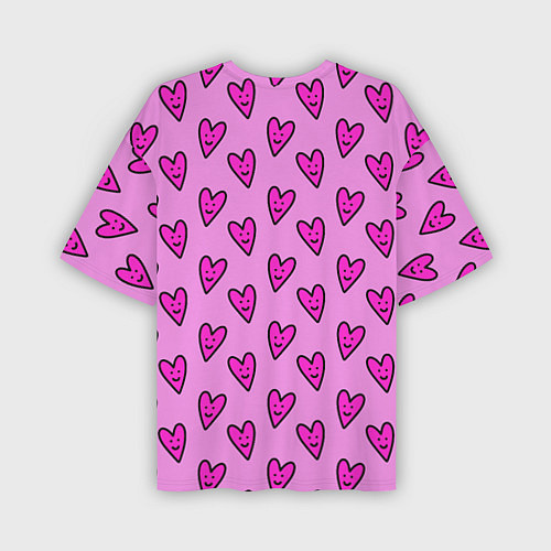 Мужская футболка оверсайз Розовые сердечки каракули / 3D-принт – фото 2