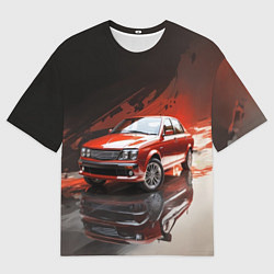 Мужская футболка оверсайз Автомобиль на абстрактном фоне