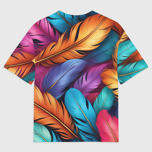 Мужская футболка оверсайз Перья паттерн - нейросеть / 3D-принт – фото 2