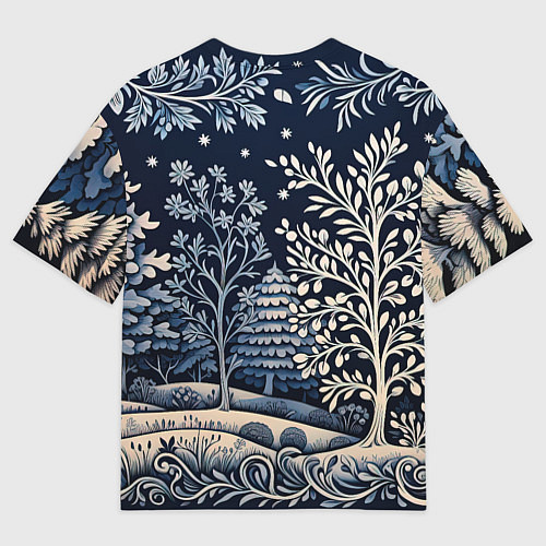 Мужская футболка оверсайз Ледяные узоры нового года / 3D-принт – фото 2