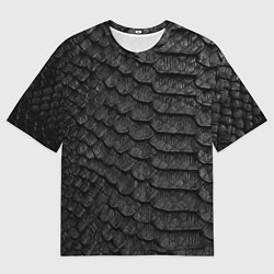Футболка оверсайз мужская Черная кожа рептилии, цвет: 3D-принт