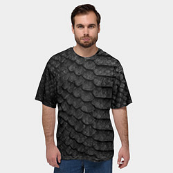 Футболка оверсайз мужская Черная кожа рептилии, цвет: 3D-принт — фото 2
