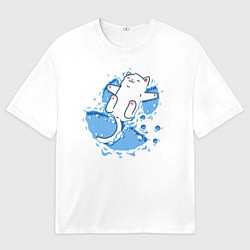 Мужская футболка оверсайз Снежный кото-ангел