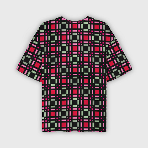 Мужская футболка оверсайз Красно-черный зеленый геометрический узор / 3D-принт – фото 2