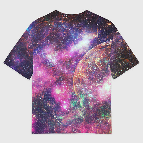 Мужская футболка оверсайз Пурпурные космические туманности со звездами / 3D-принт – фото 2