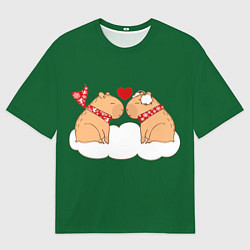 Мужская футболка оверсайз Капибара влюблен