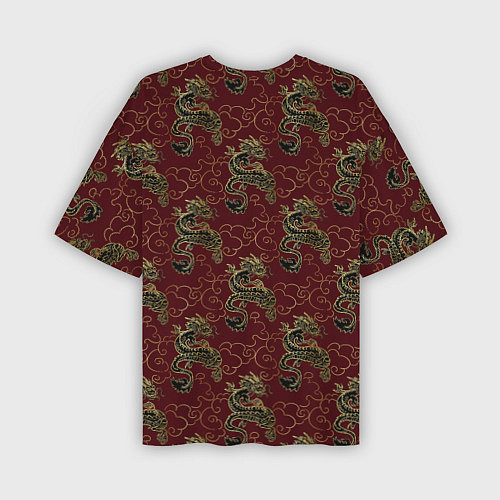 Мужская футболка оверсайз Азиатский стиль дракона / 3D-принт – фото 2