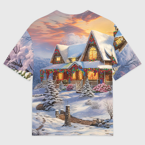 Мужская футболка оверсайз Звездная полночь подарков / 3D-принт – фото 2