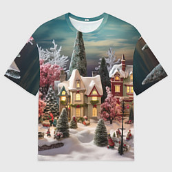 Мужская футболка оверсайз Снежное сияние ночи