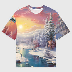 Мужская футболка оверсайз Сказочное сияние нового года