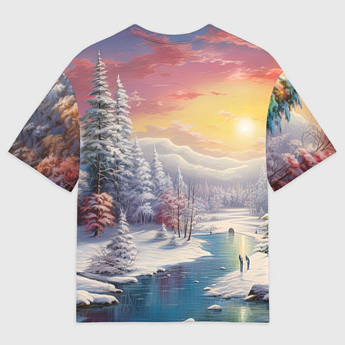 Мужская футболка оверсайз Сказочное сияние нового года / 3D-принт – фото 2