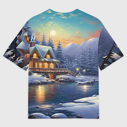Мужская футболка оверсайз Волшебство зимней ночи / 3D-принт – фото 2