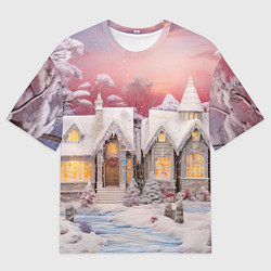 Мужская футболка оверсайз Звезды и подарки новогодней ночи