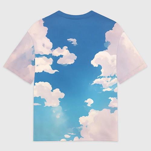 Мужская футболка оверсайз Девушка на фоне неба / 3D-принт – фото 2