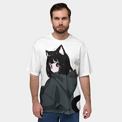Футболка оверсайз мужская Милая кошкодевочка, цвет: 3D-принт — фото 2