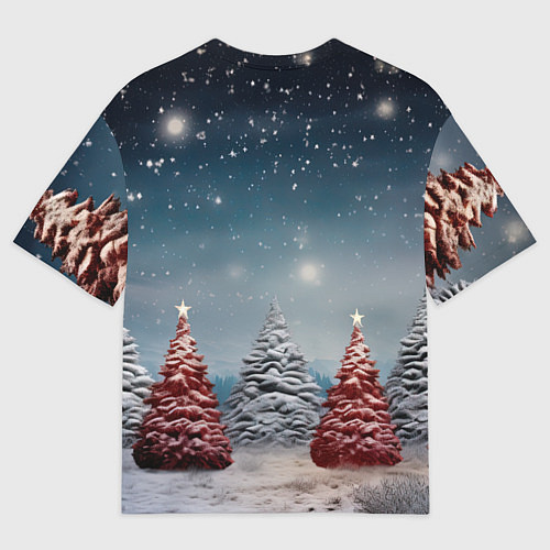 Мужская футболка оверсайз Волшебство зимней природы иней на деревьях / 3D-принт – фото 2