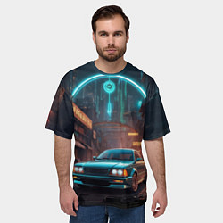 Футболка оверсайз мужская Автомобиль на разрушенной улице, цвет: 3D-принт — фото 2