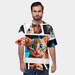 Футболка оверсайз мужская Котики фото, цвет: 3D-принт — фото 2