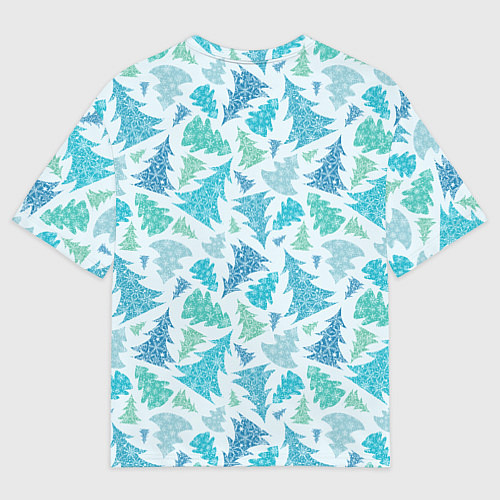 Мужская футболка оверсайз Ёлочки зимнего леса / 3D-принт – фото 2