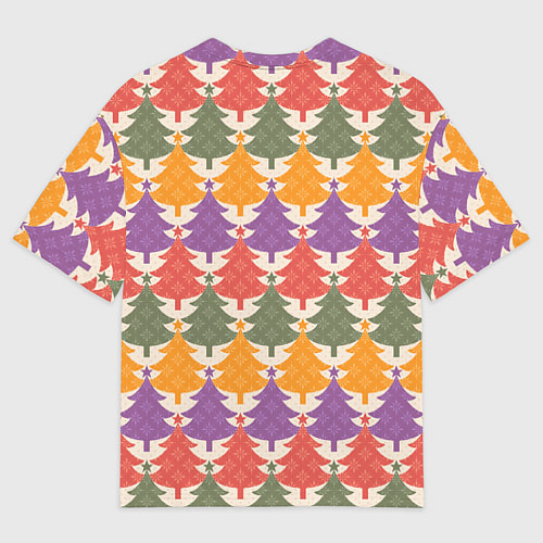 Мужская футболка оверсайз Новогодние разноцветные ёлочки / 3D-принт – фото 2