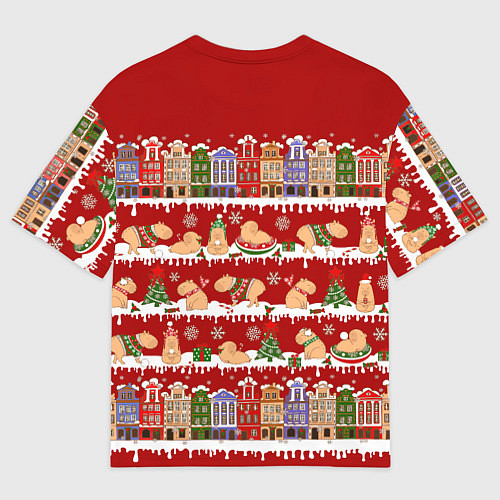 Мужская футболка оверсайз Капибара на Новый год / 3D-принт – фото 2