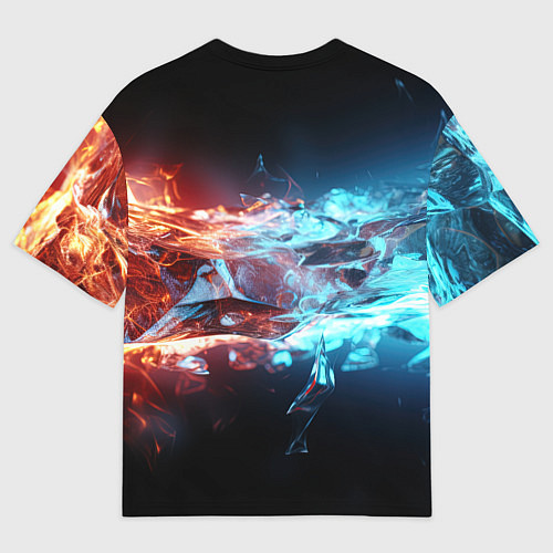 Мужская футболка оверсайз Лед и пламя абстракция / 3D-принт – фото 2