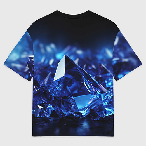Мужская футболка оверсайз Синие прозрачные алмазы / 3D-принт – фото 2
