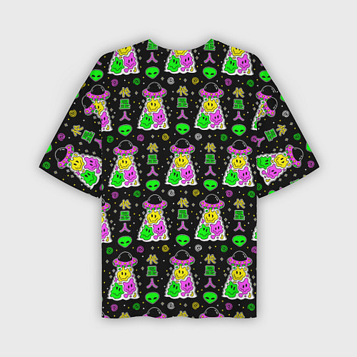 Мужская футболка оверсайз Цветные инопланетные существа / 3D-принт – фото 2