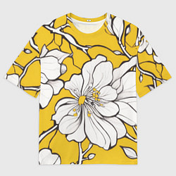 Мужская футболка оверсайз Японский паттерн цветов