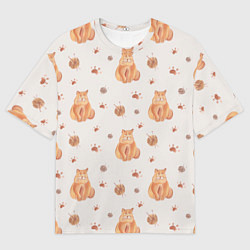 Мужская футболка оверсайз Паттерн - пухлый кот