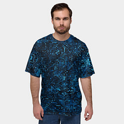 Футболка оверсайз мужская Синие точки на чёрном фоне, цвет: 3D-принт — фото 2
