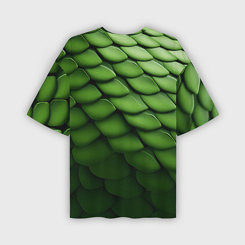 Мужская футболка оверсайз Зеленая чешуя змеи / 3D-принт – фото 2