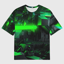 Мужская футболка оверсайз Симметрия зеленых теней