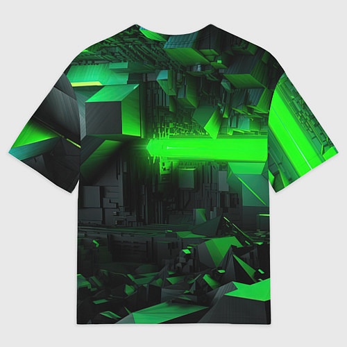 Мужская футболка оверсайз Симметрия зеленых теней / 3D-принт – фото 2