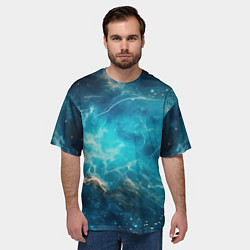 Футболка оверсайз мужская Голубая небула, цвет: 3D-принт — фото 2