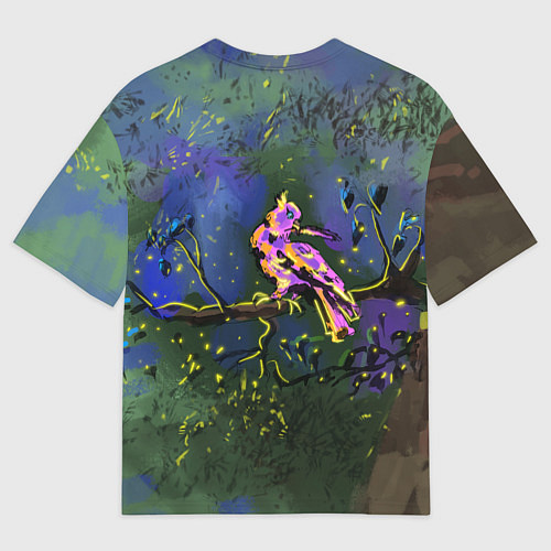 Мужская футболка оверсайз Сказочная чудо-птица / 3D-принт – фото 2