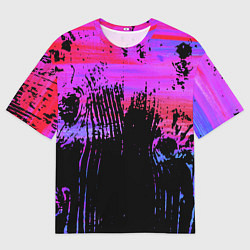 Мужская футболка оверсайз Розово синий сочный гранж