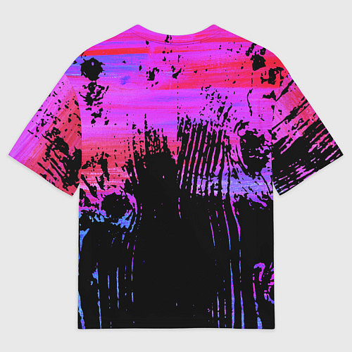 Мужская футболка оверсайз Розово синий сочный гранж / 3D-принт – фото 2