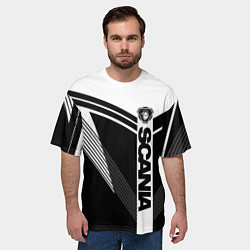 Футболка оверсайз мужская Scania логотип на абстрактном фоне, цвет: 3D-принт — фото 2