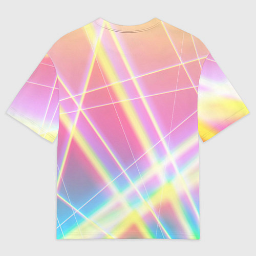 Мужская футболка оверсайз Хаотичные неоновые линии / 3D-принт – фото 2
